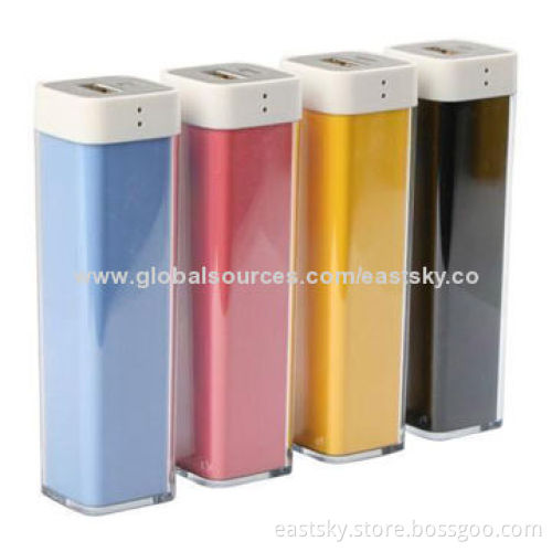 2000mAh Lipstick Power Bank Charger with Intelligent MCU Controller, Stylish and Portable